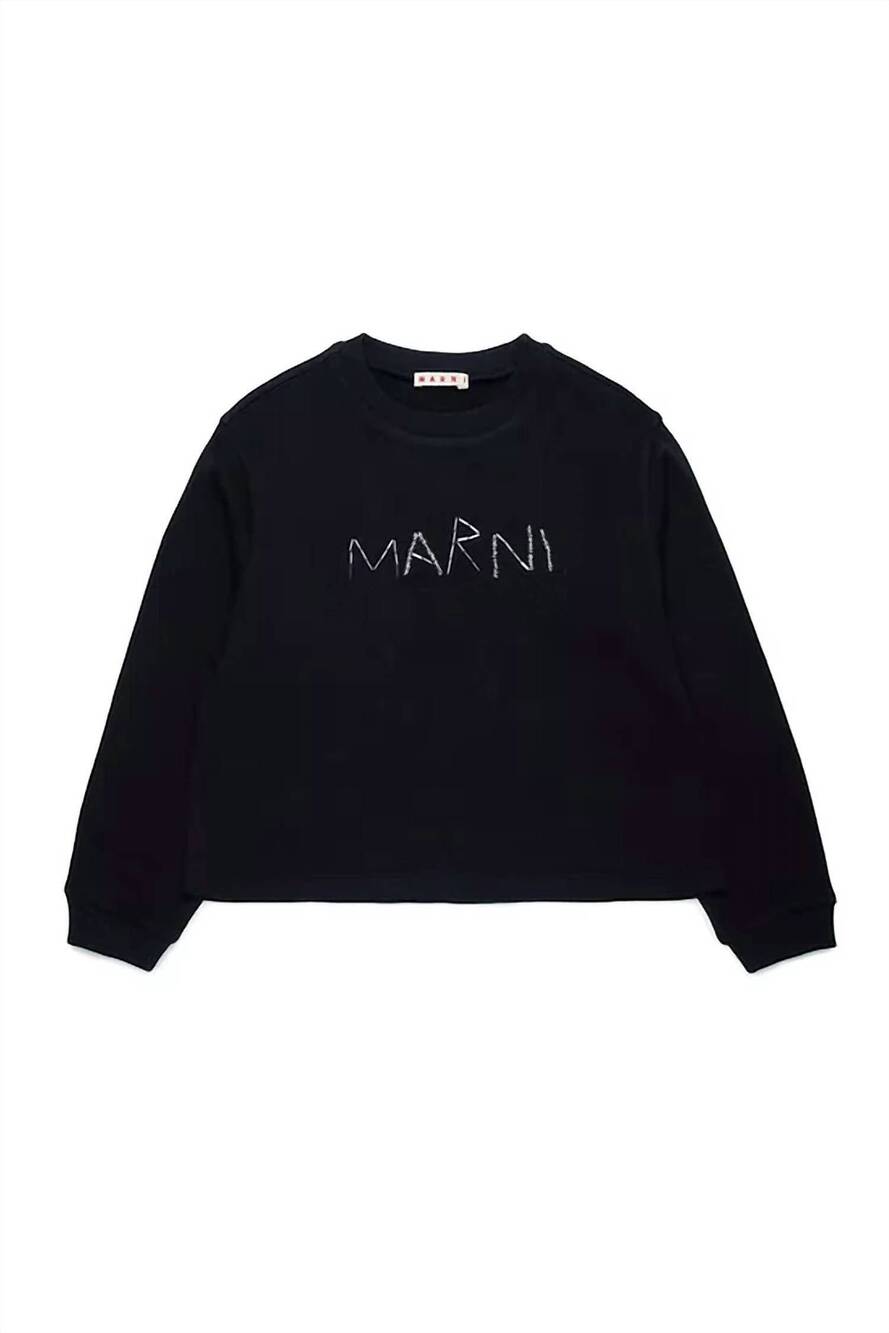 NEW MARNI kids baguette logo sweatshirt in black